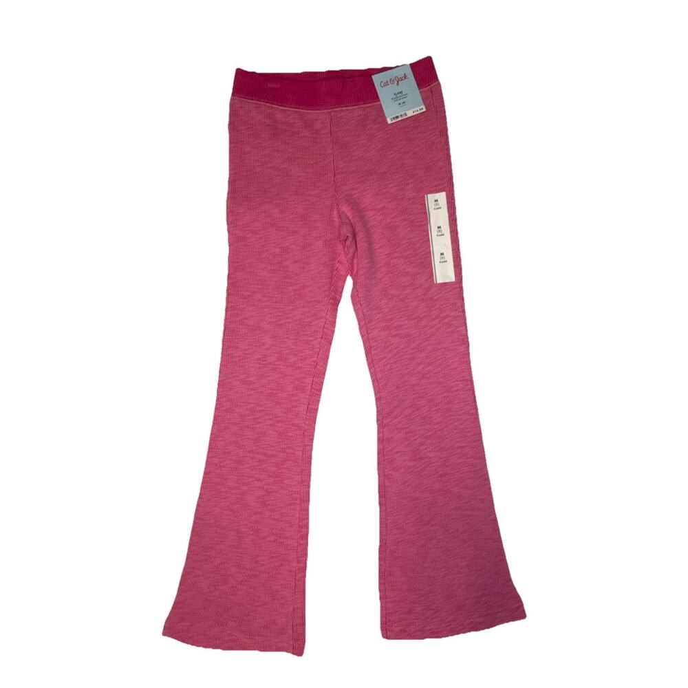 Cat & Jack Girls Ribbed Flare Sweatpants Reinforced Knees Pink Size M (8)